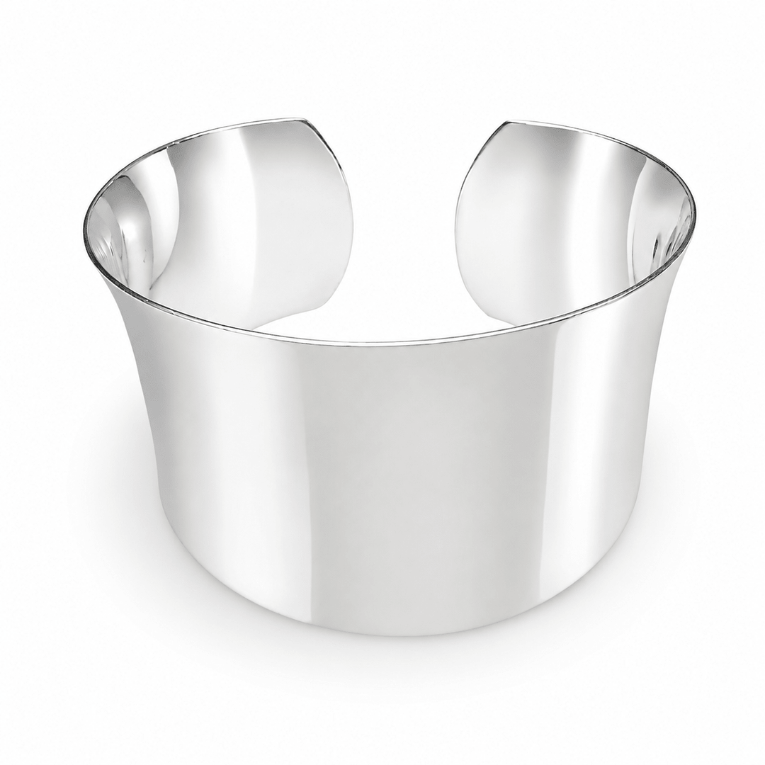 Elegante, gewölbte Silber-Armspange - Atelier Tibet