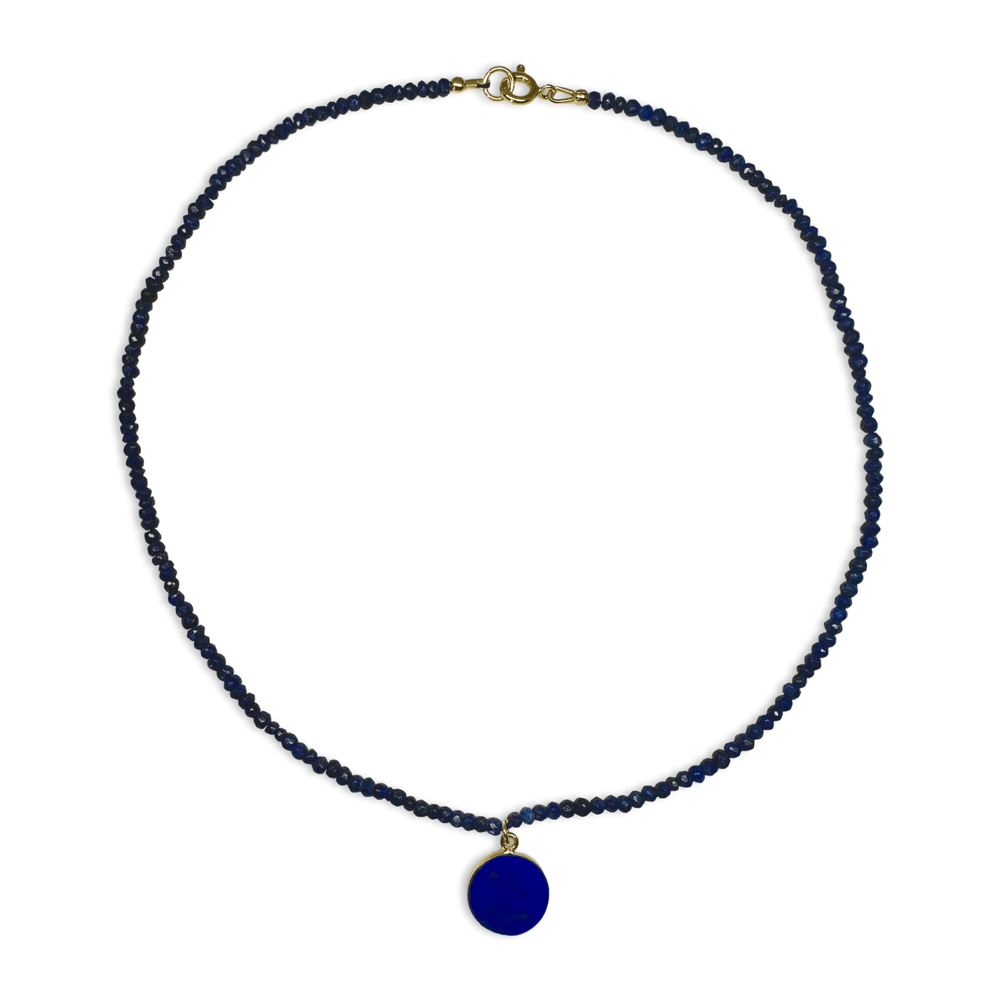 Elegante Lapis Lazuli - Kette mit rundem Anhänger - Atelier Tibet