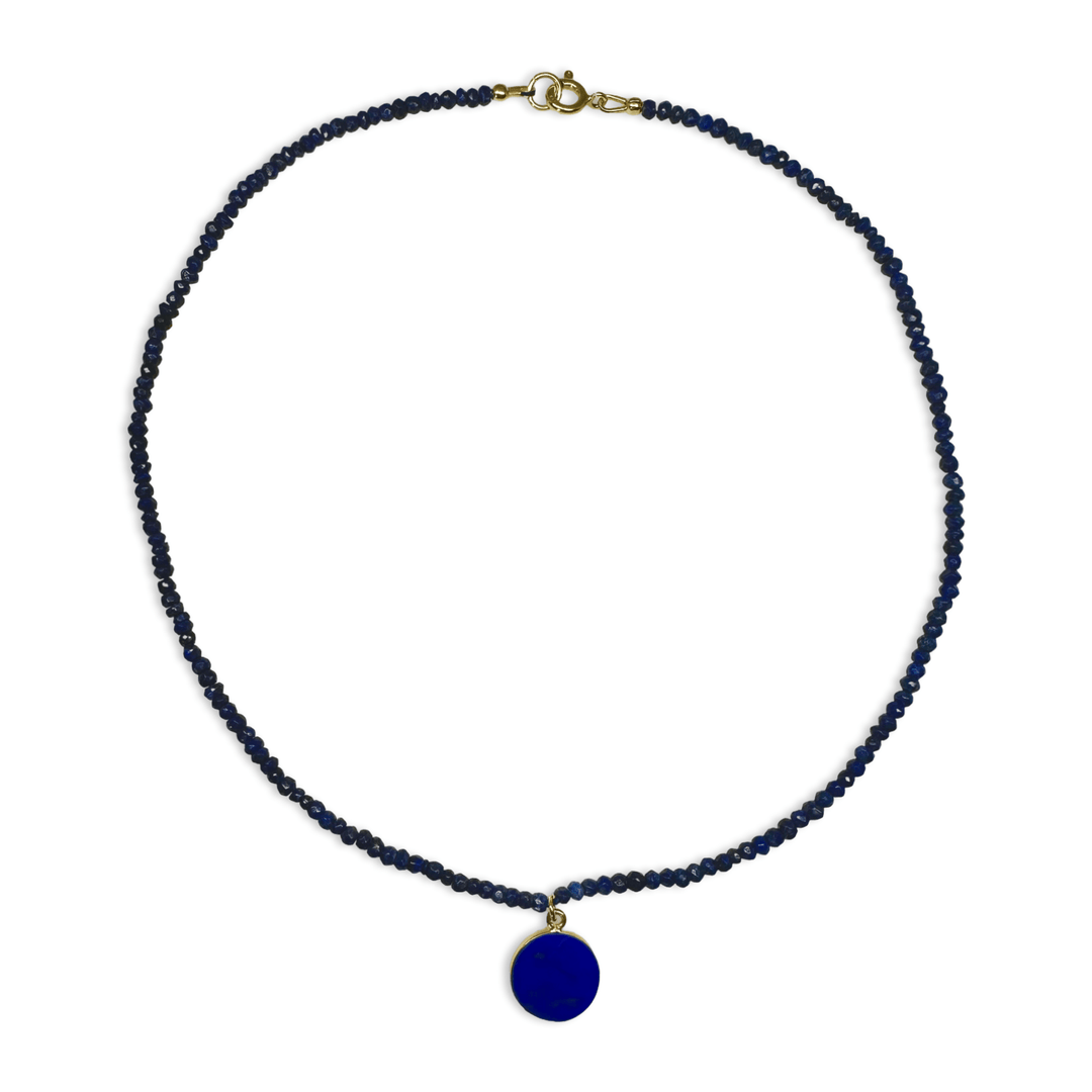 Elegante Lapis Lazuli - Kette mit rundem Anhänger - Atelier Tibet