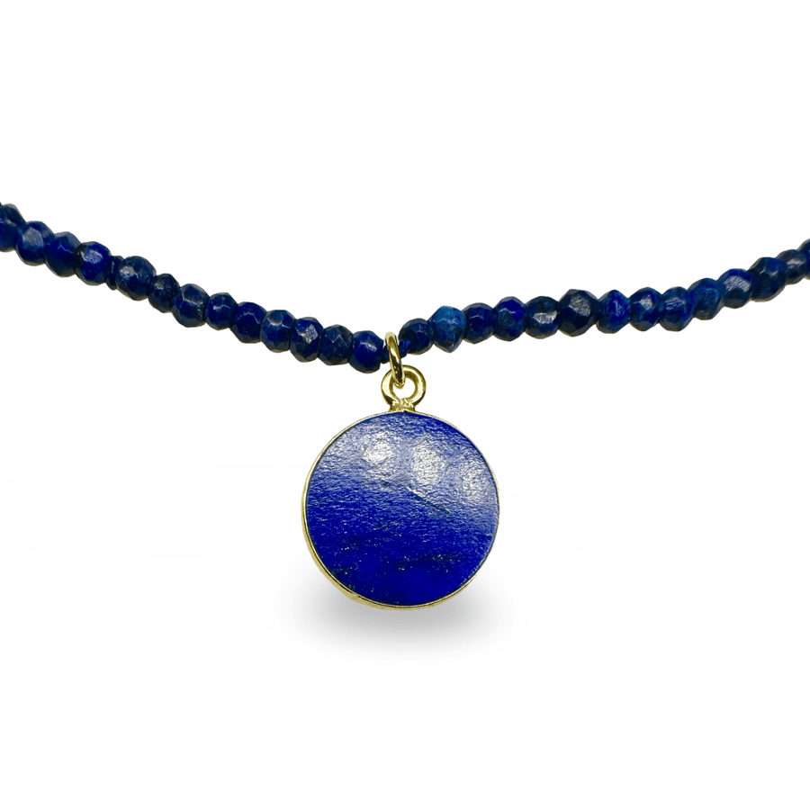 Elegante Lapis Lazuli - Kette mit rundem Anhänger - Atelier Tibet