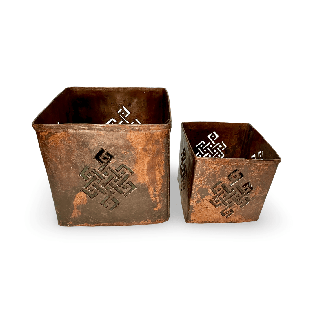 «Endloser Knoten» Kerzenbecher aus Kupfer - Atelier Tibet