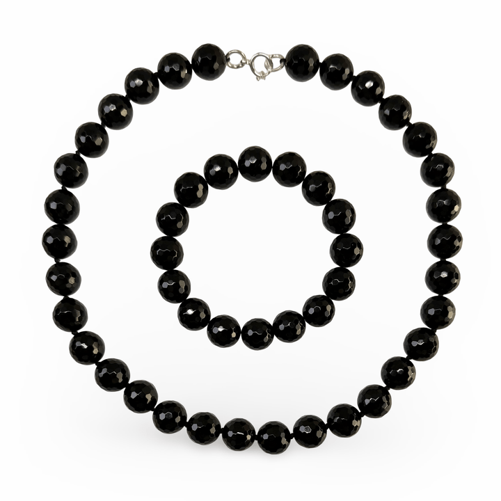 Ensemble aus Onyx Halskette und Armband - Atelier Tibet