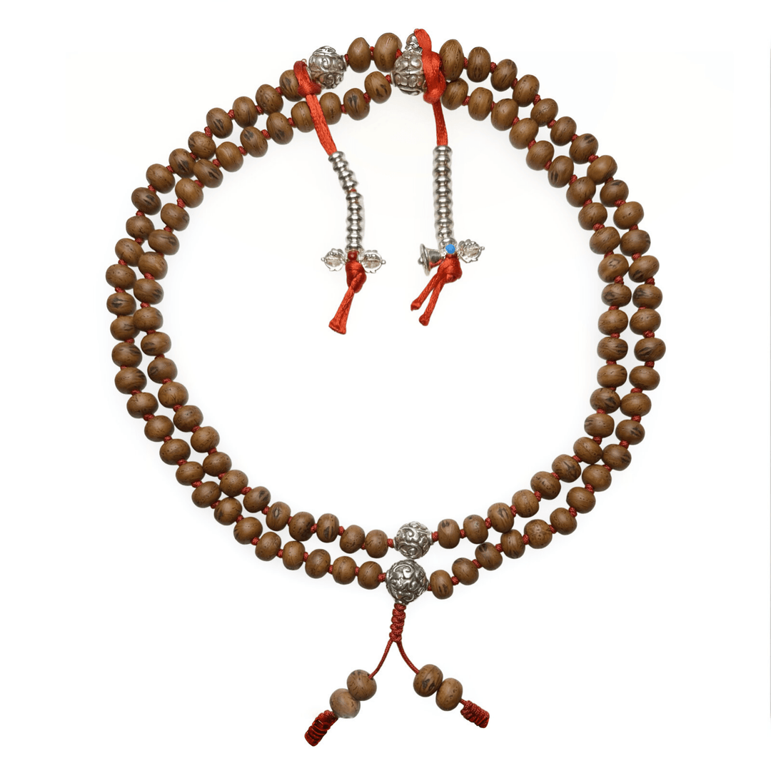 Exklusive Bodhi Samen Mala mit tibetischen Silberperlen und Zählperlen - Atelier Tibet