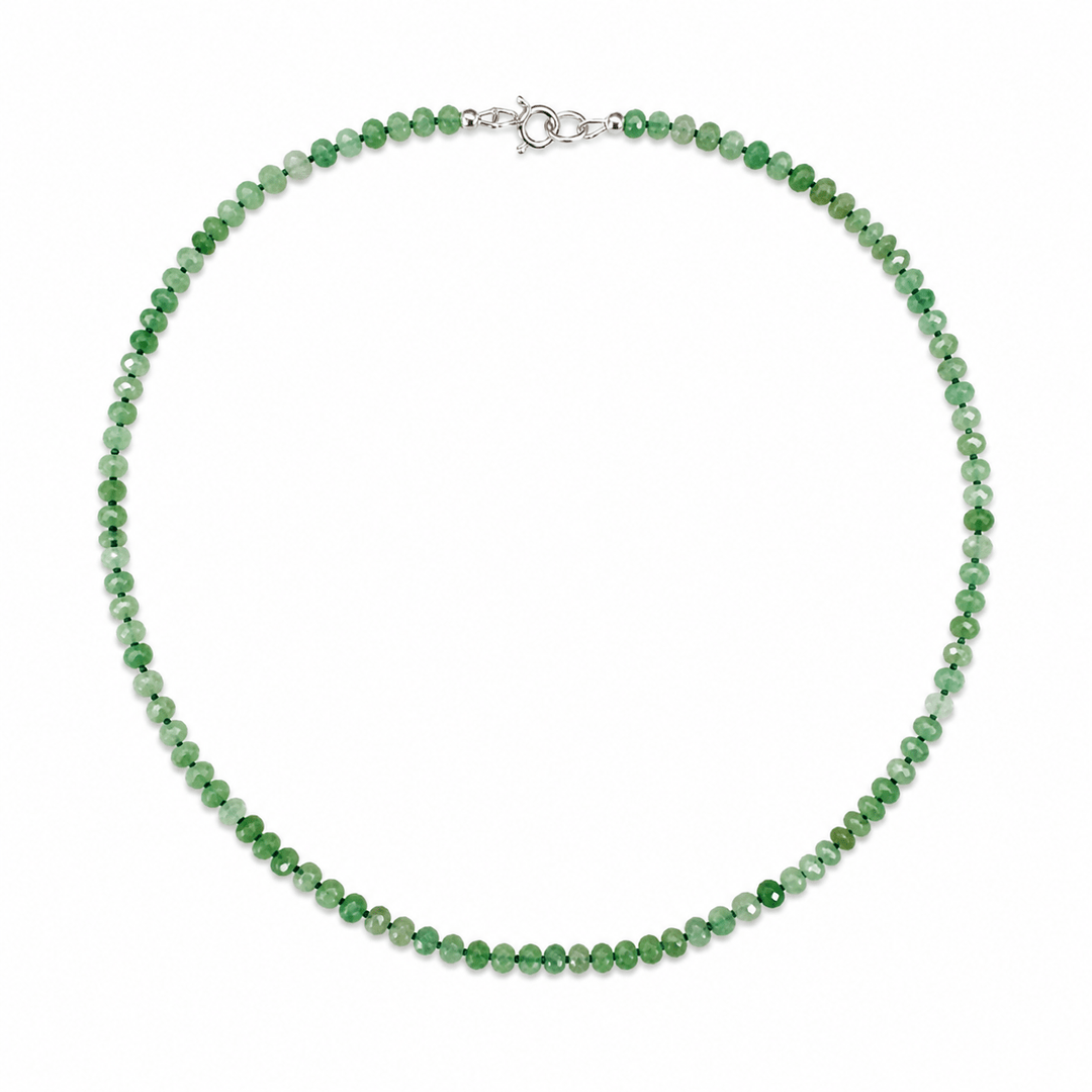 Facettierte Chrysopras - Kette mit Silberverschluss - Atelier Tibet