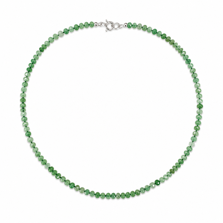 Facettierte Chrysopras - Kette mit Silberverschluss - Atelier Tibet