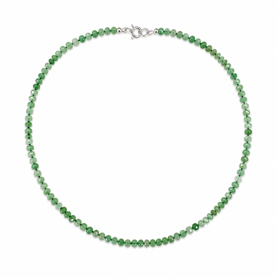 Facettierte Chrysopras - Kette mit Silberverschluss - Atelier Tibet