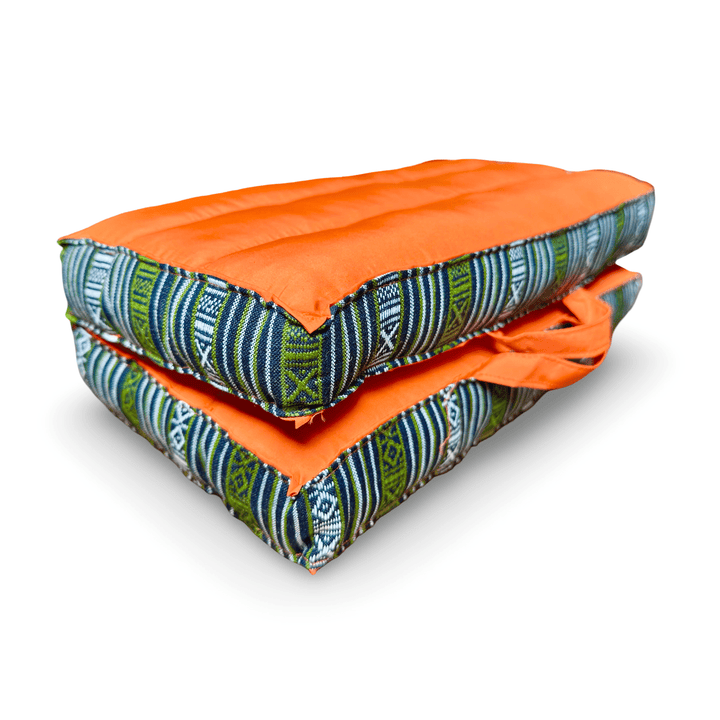 Faltbares Meditations - und Sitzkissen in kräftigem Orangeton - Atelier Tibet