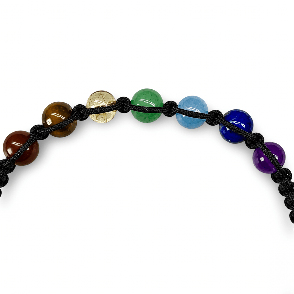 Feine 7-Chakra-Kordel mit sieben Steinen - Atelier Tibet