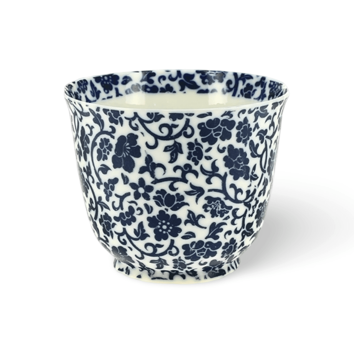 Feine Porzellan - Tasse mit blauem Blumen - und Rankenmuster - Atelier Tibet