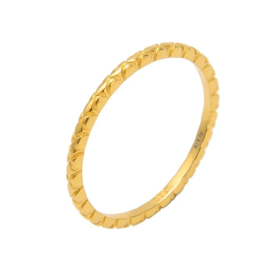 Feiner vergoldeter Silber-Ring mit Wabenmuster - Atelier Tibet