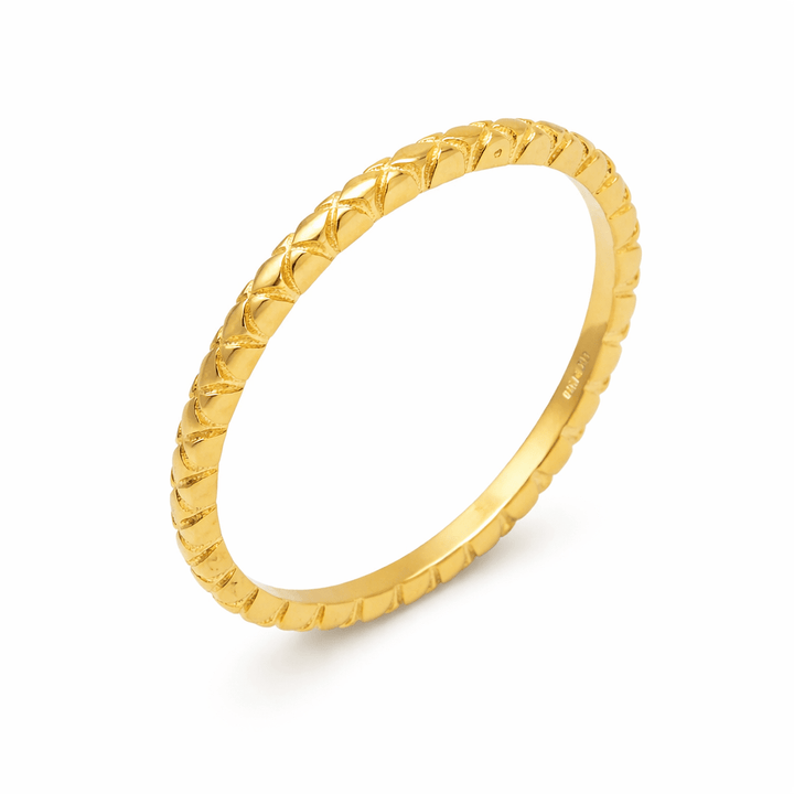 Feiner vergoldeter Silber - Ring mit Wabenmuster - Atelier Tibet