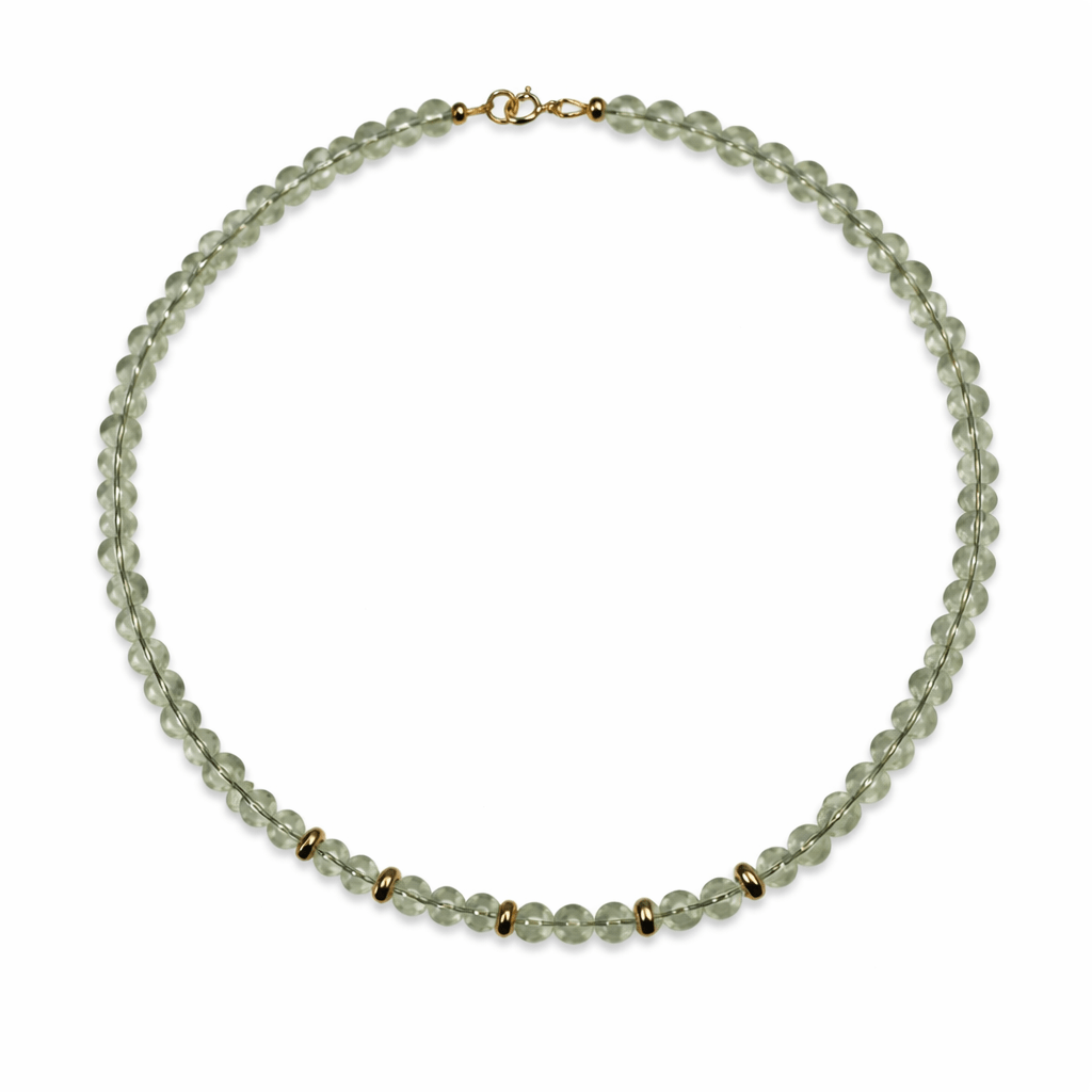 Fluoritkette mit Goldakzenten - Atelier Tibet