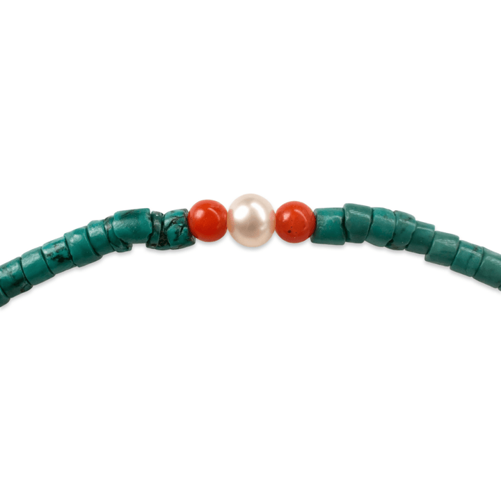 Fusskettchen mit Türkis, Perle und alter Koralle - Atelier Tibet