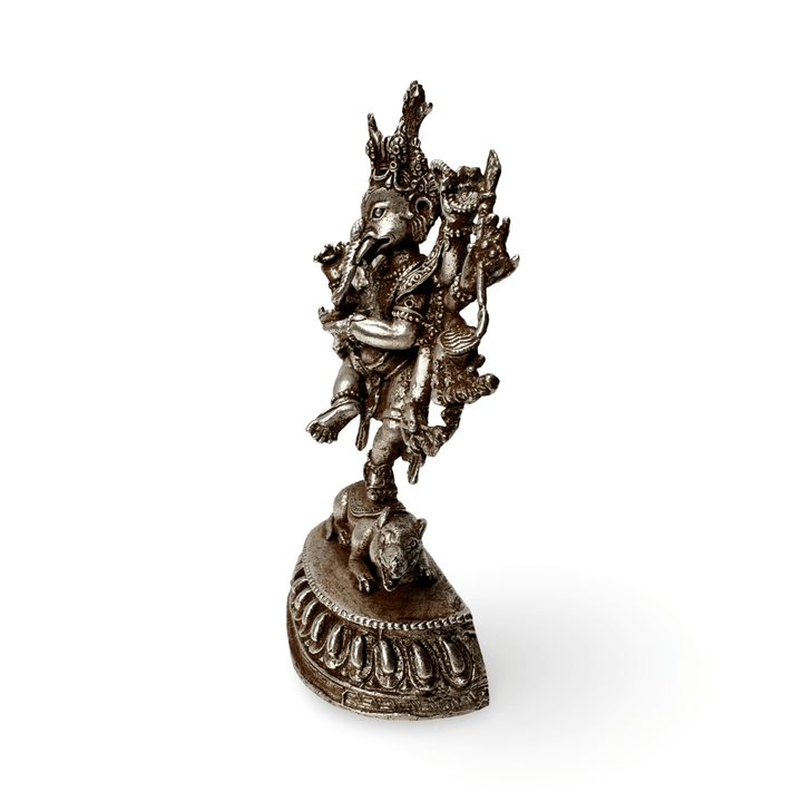 Ganesh Statue aus versilbertem Kupfer - Atelier Tibet