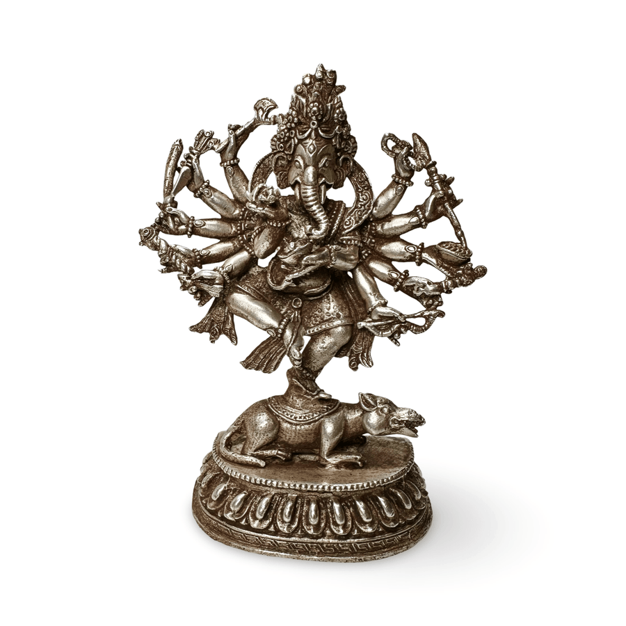 Ganesh Statue aus versilbertem Kupfer - Atelier Tibet