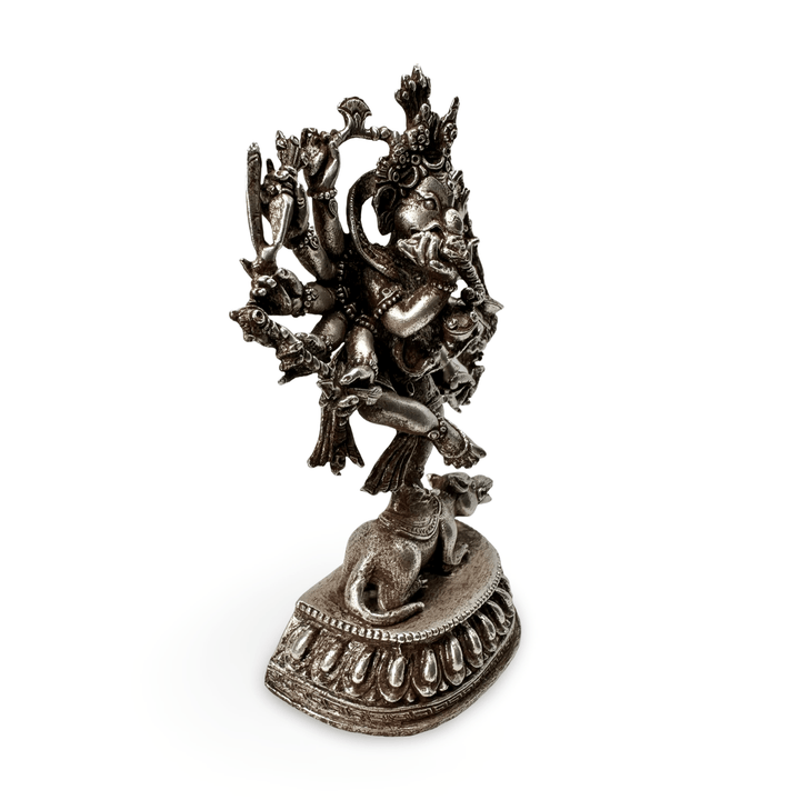 Ganesh Statue aus versilbertem Kupfer - Atelier Tibet