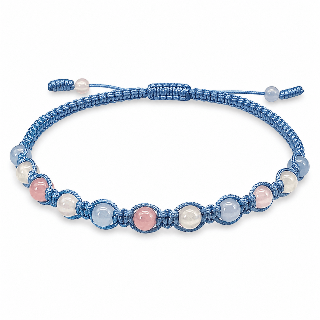 Geflochtenes hellblaues Beryll Fusskettchen - Atelier Tibet