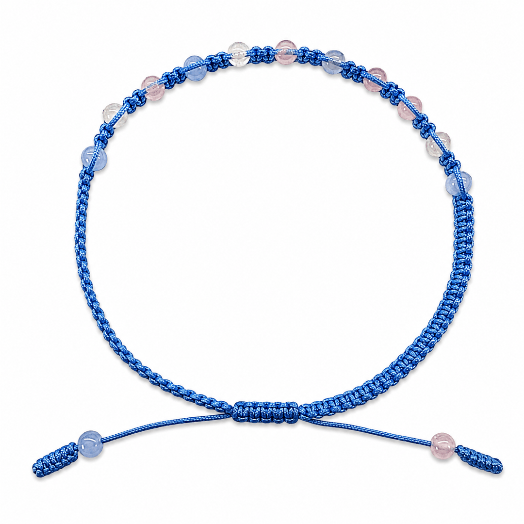 Geflochtenes hellblaues Beryll Fusskettchen - Atelier Tibet