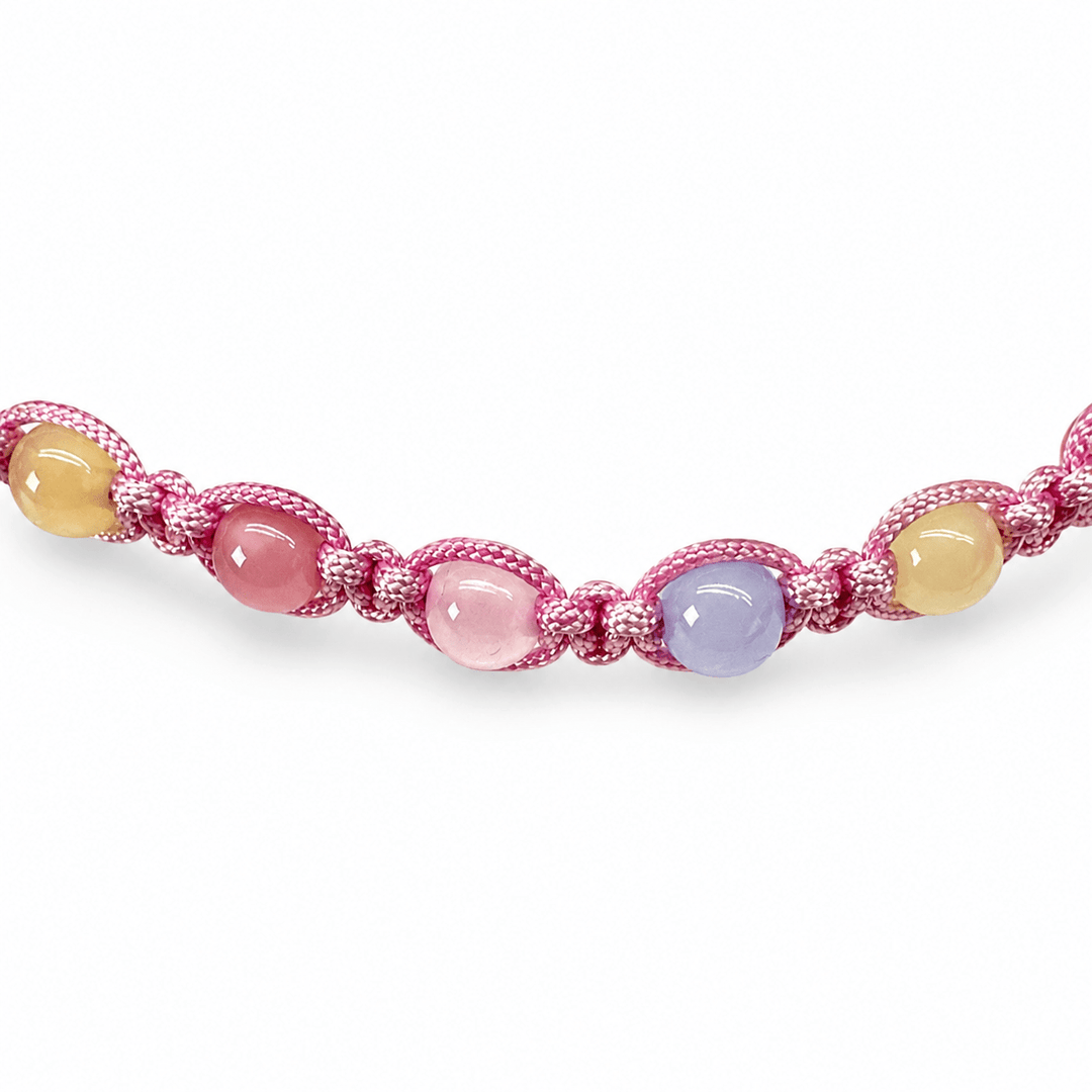 Geflochtenes rosa Beryll Fusskettchen - Atelier Tibet