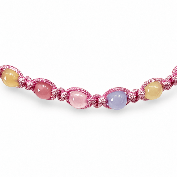 Geflochtenes rosa Beryll Fusskettchen - Atelier Tibet
