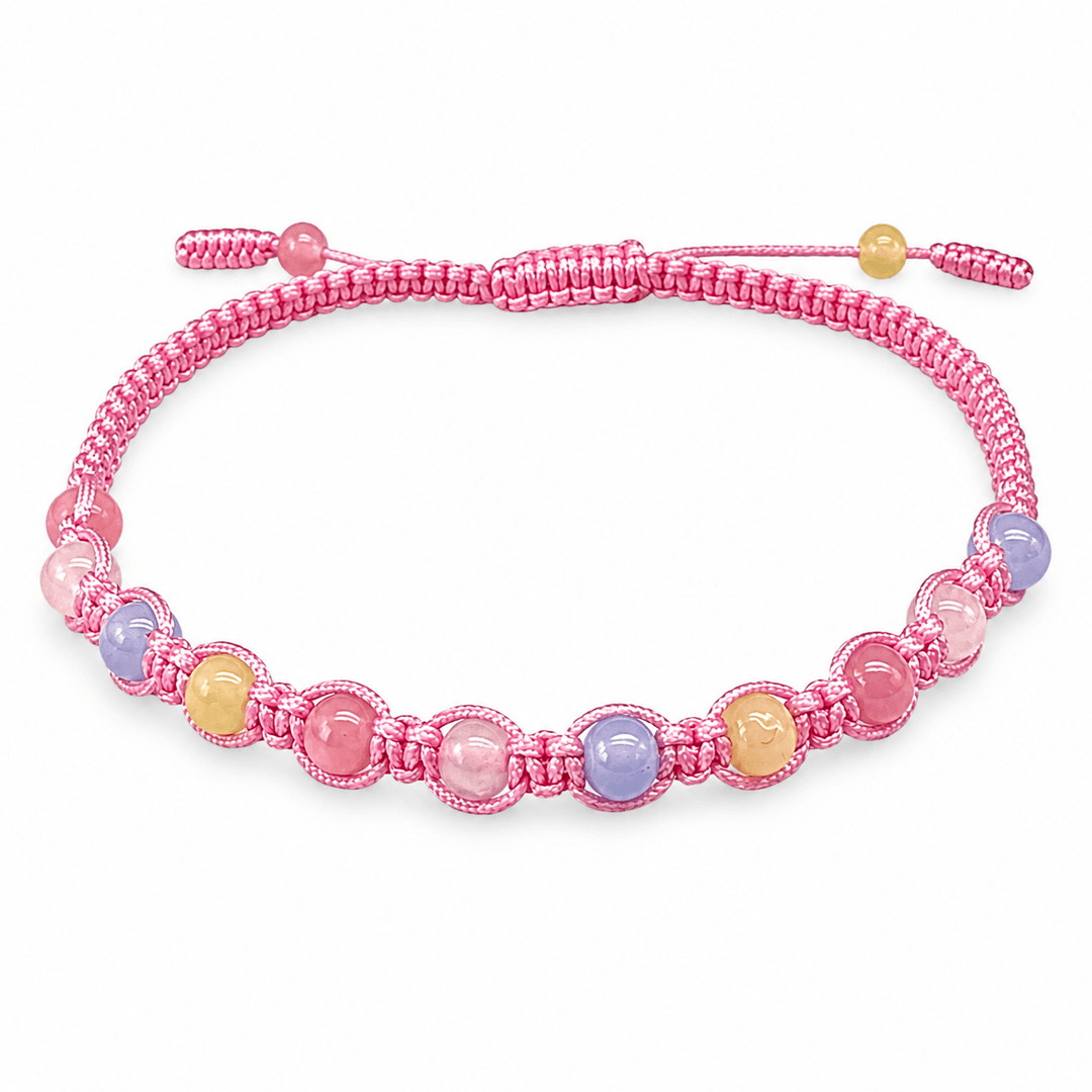 Geflochtenes rosa Beryll Fusskettchen - Atelier Tibet