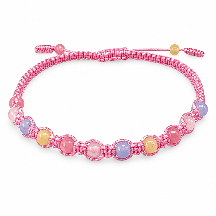 Geflochtenes rosa Beryll Fusskettchen - Atelier Tibet