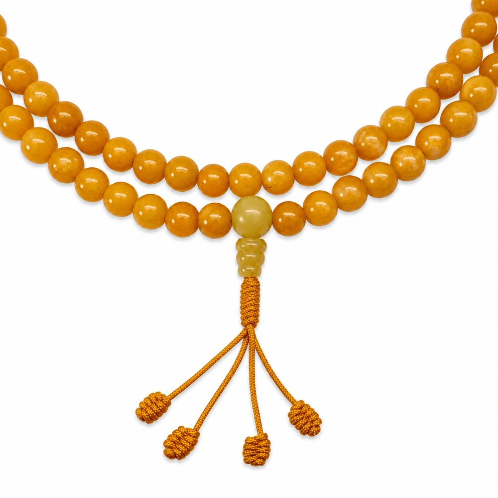 Gelbe Jade Mala Gebetskette - Atelier Tibet