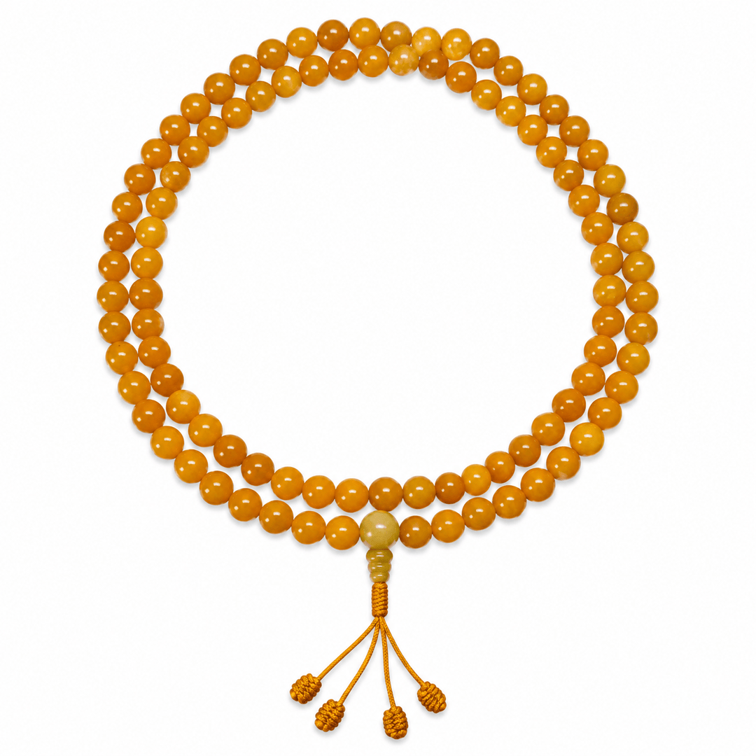Gelbe Jade Mala Gebetskette - Atelier Tibet