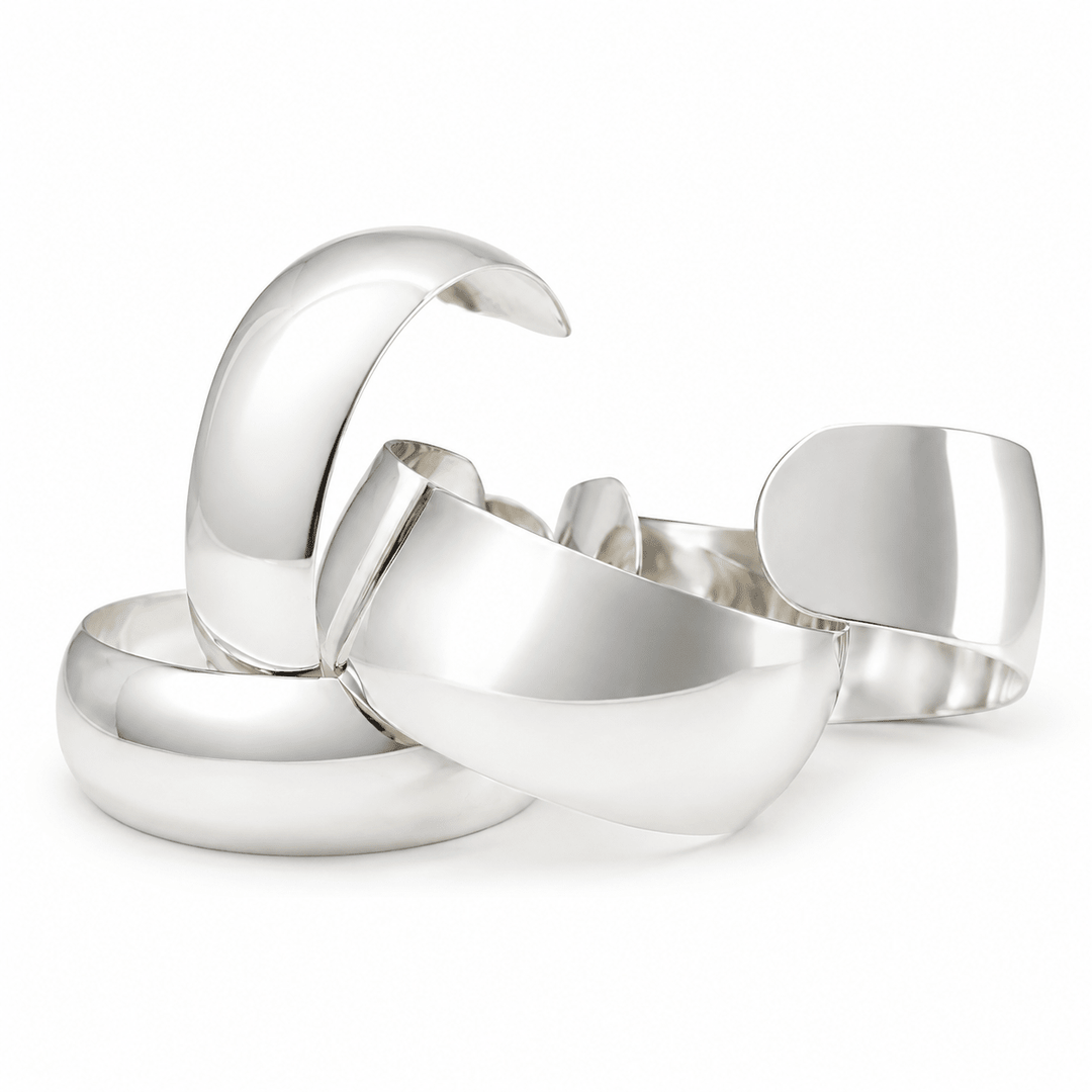 Gewölbte Silber-Armspange - Atelier Tibet
