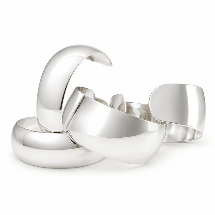 Gewölbte Silber-Armspange - Atelier Tibet
