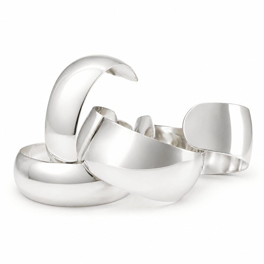 Gewölbte Silber-Armspange - Atelier Tibet