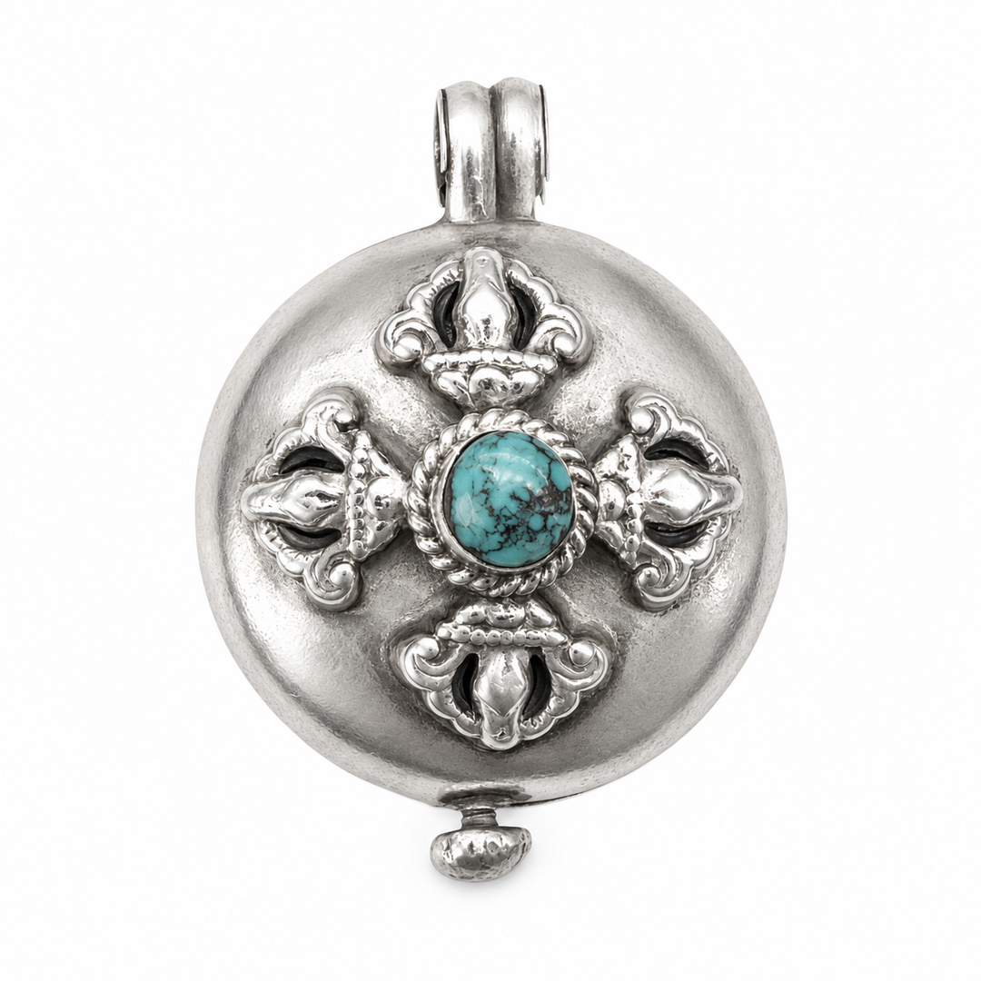 Pendentif Vajra Ghau en argent