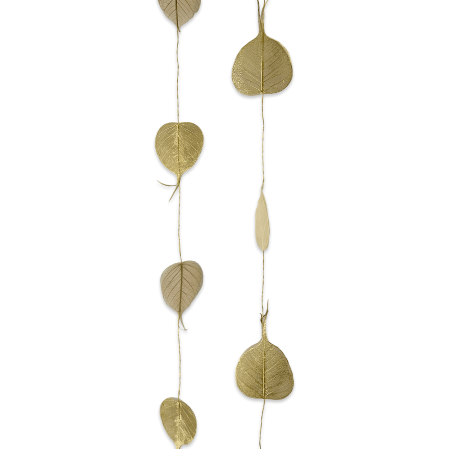 Girlande aus vergoldeten Bodhi - Blättern (185 cm) - Atelier Tibet
