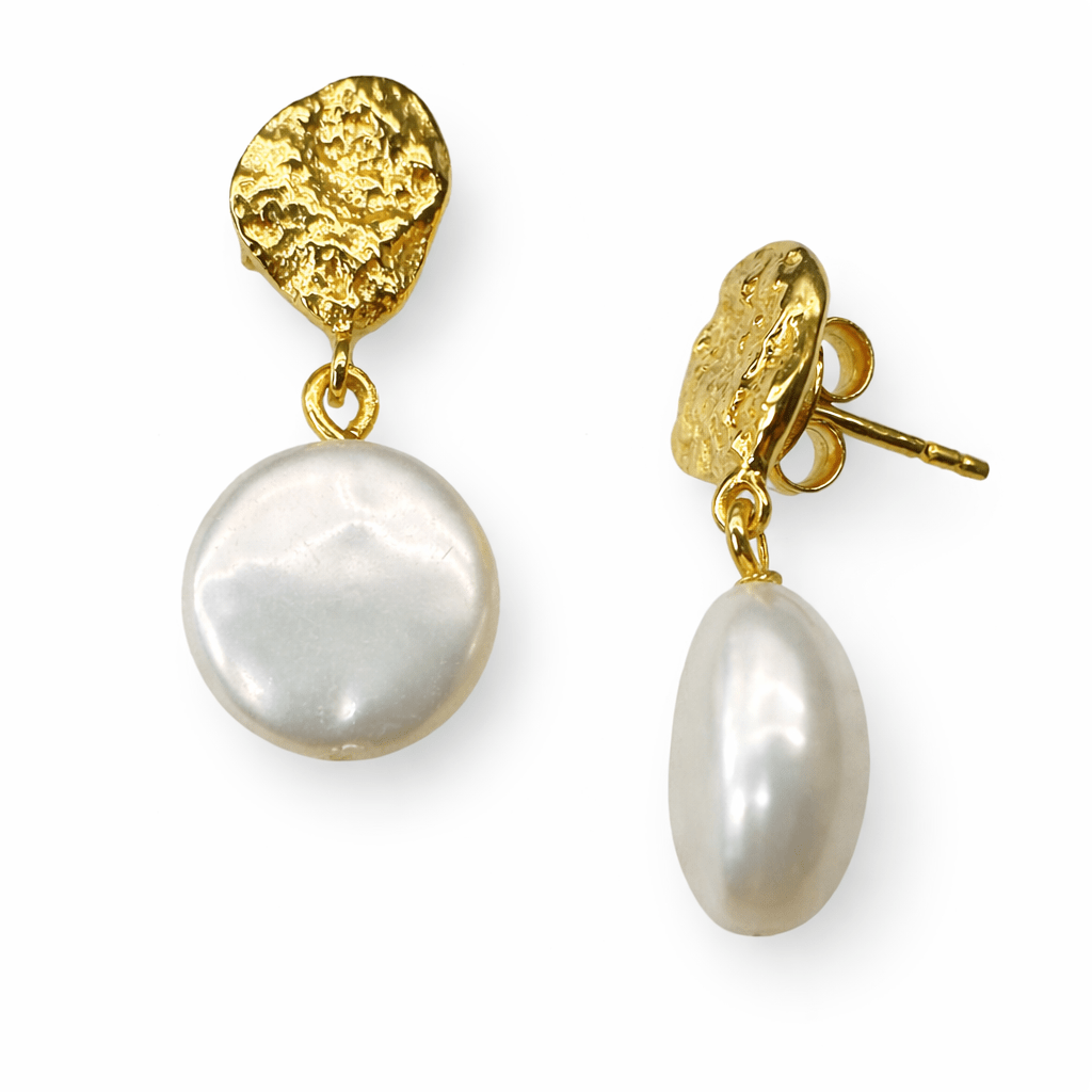 Goldene Ohrstecker mit Perle - Atelier Tibet
