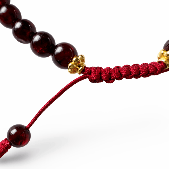 Granat Armband mit vergoldeten Silberperlen - Atelier Tibet