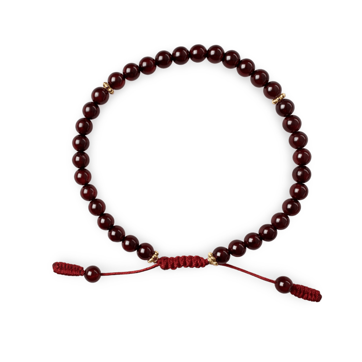 Granat Armband mit vergoldeten Silberperlen - Atelier Tibet