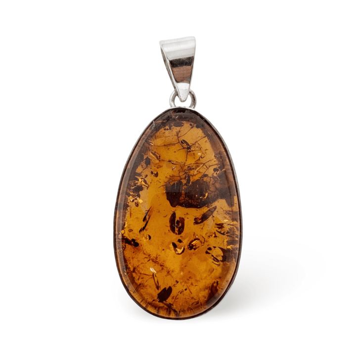 Grosse Bernstein - Anhänger mit Silber - Fassung - Atelier Tibet