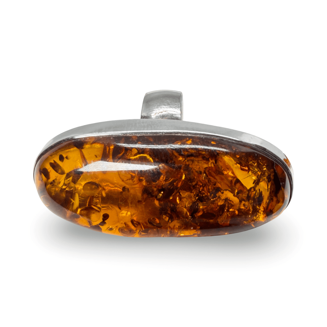 Grosse Bernstein-Ringe mit Silber-Fassung - Atelier Tibet