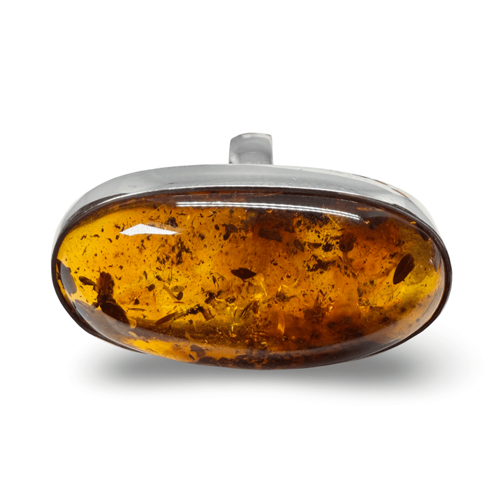 Grosse Bernstein-Ringe mit Silber-Fassung - Atelier Tibet