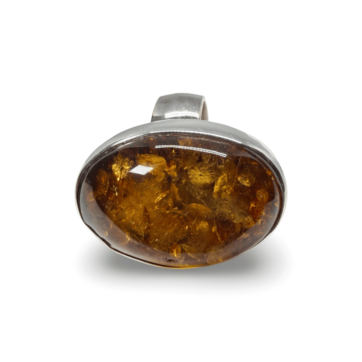 Grosse Bernstein-Ringe mit Silber-Fassung - Atelier Tibet