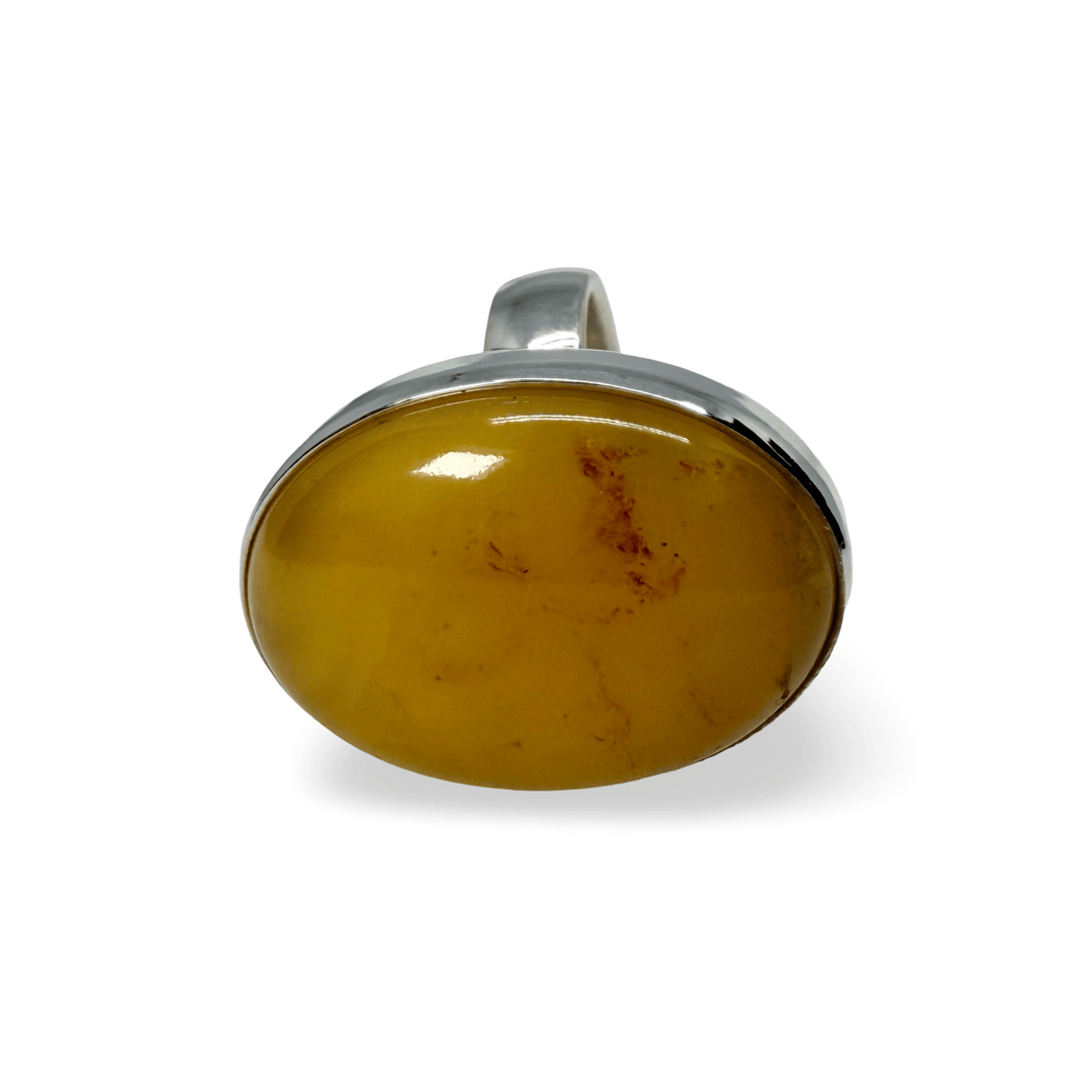 Grosse Bernstein-Ringe mit Silber-Fassung - Atelier Tibet