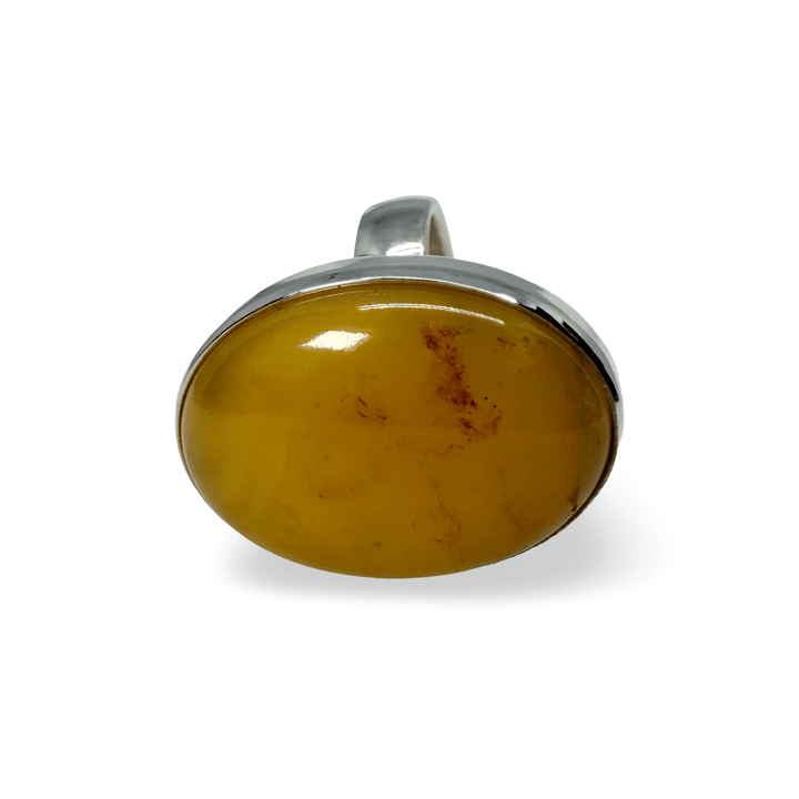 Grosse Bernstein-Ringe mit Silber-Fassung - Atelier Tibet