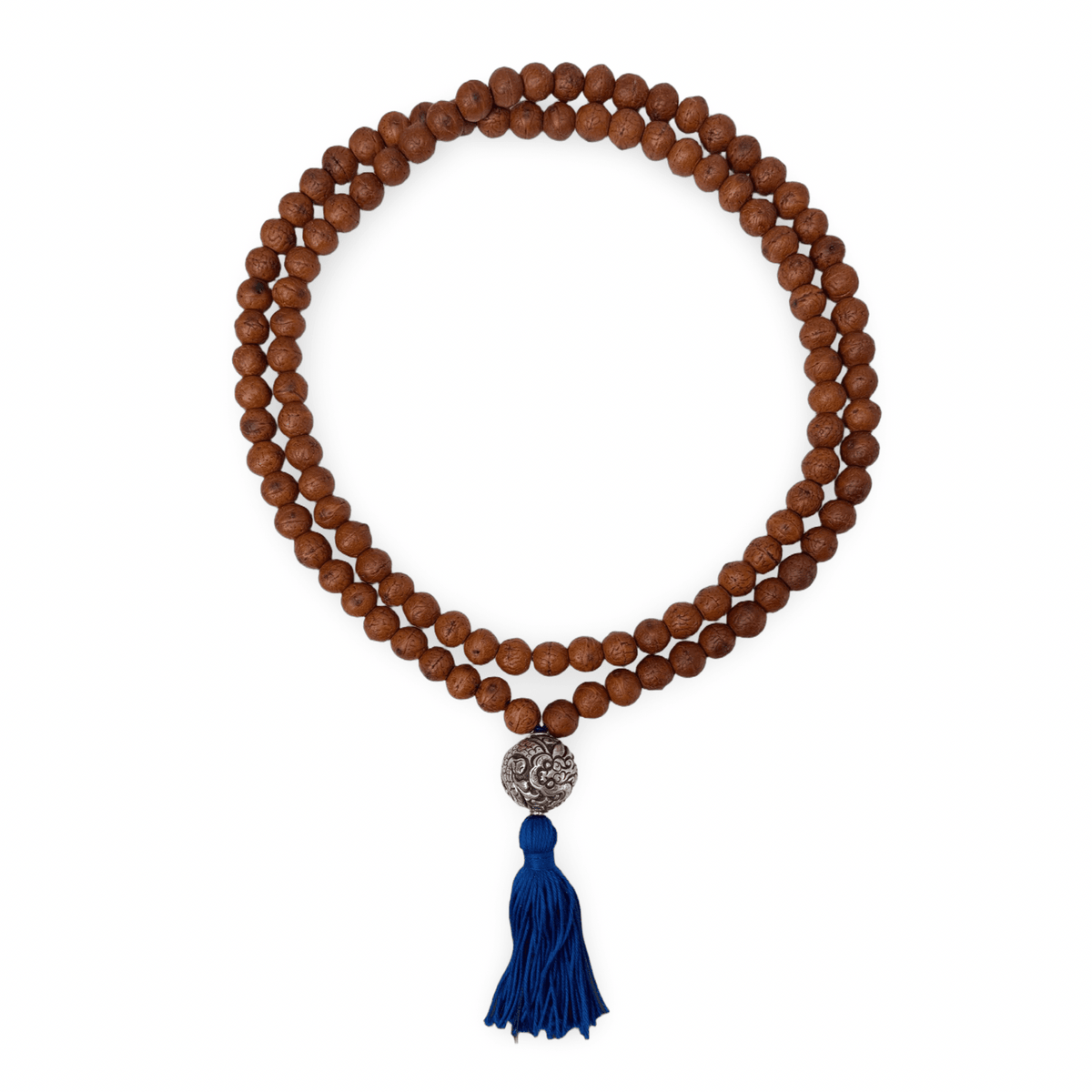 Grosse Bodhi-Mala mit Silberperle, Drachenmotiv - Atelier Tibet