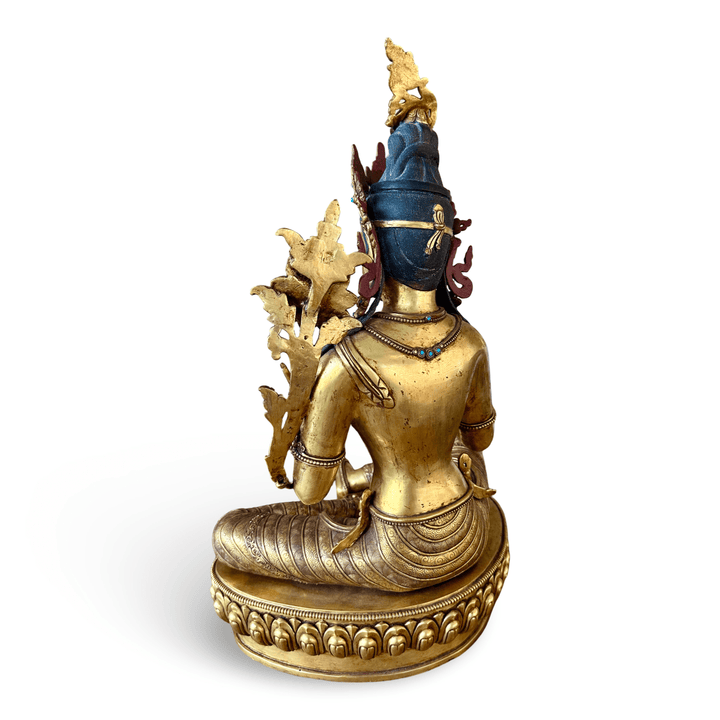 Grosse, prächtige Kupferstatue der Grünen Tara, feuervergoldet, Nepal, 20. Jht. - Atelier Tibet