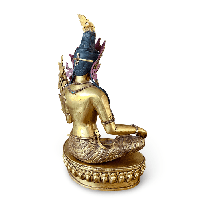 Grosse, prächtige Kupferstatue der Grünen Tara, feuervergoldet, Nepal, 20. Jht. - Atelier Tibet