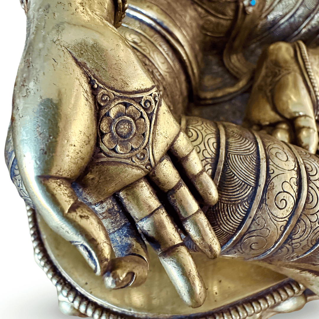 Grosse, prächtige Kupferstatue der Grünen Tara, feuervergoldet, Nepal, 20. Jht. - Atelier Tibet