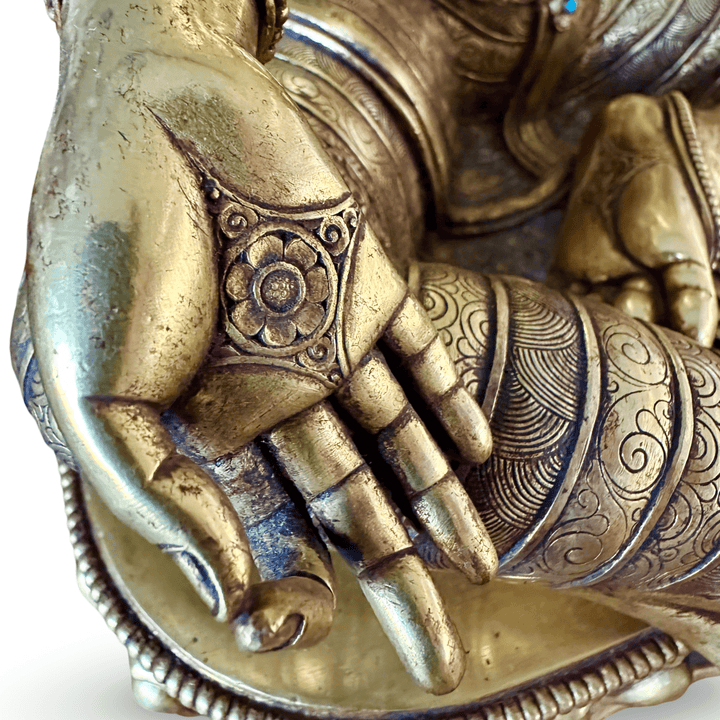 Grosse, prächtige Kupferstatue der Grünen Tara, feuervergoldet, Nepal, 20. Jht. - Atelier Tibet