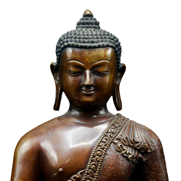 Grosse, prachtvolle oxidierte Kupferstatue des Shakyamuni Buddha - Atelier Tibet