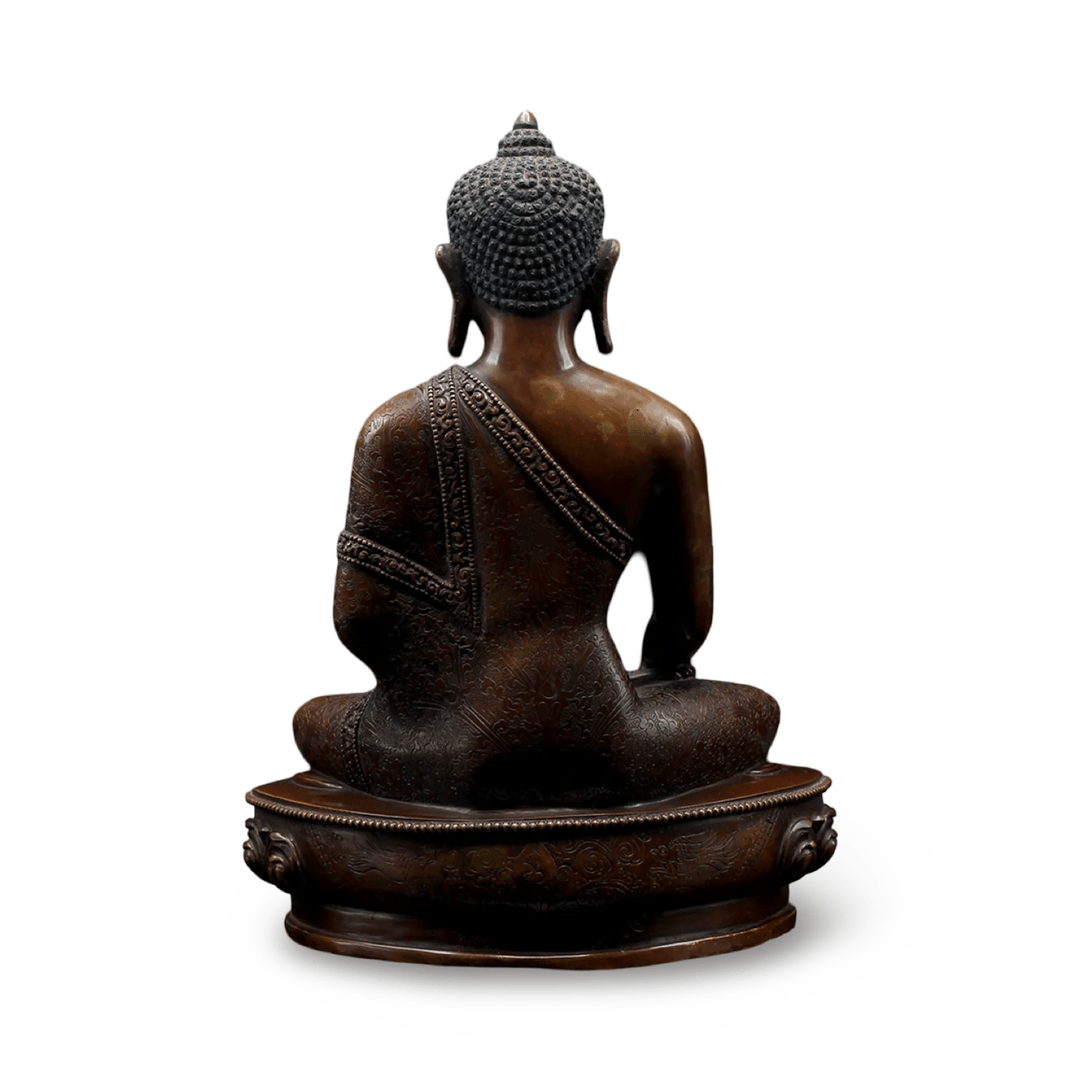 Grosse, prachtvolle oxidierte Kupferstatue des Shakyamuni Buddha - Atelier Tibet