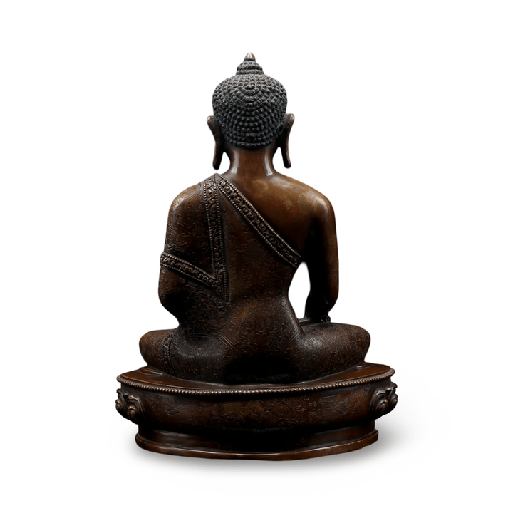 Grosse, prachtvolle oxidierte Kupferstatue des Shakyamuni Buddha - Atelier Tibet